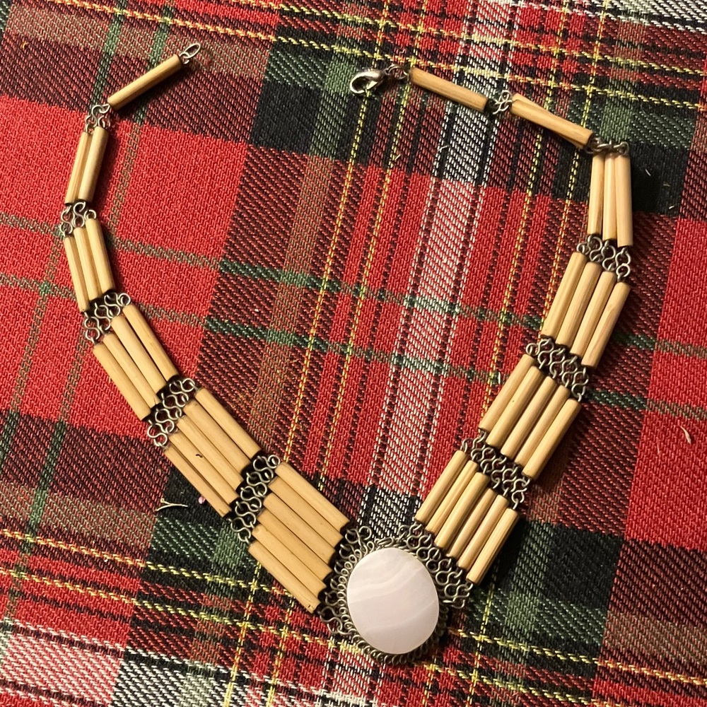 Elegant Bamboo and Silver Necklace